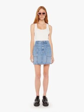 Mother The Lineup Swooner Mini Skirt Love Line Denim Size 25 designer denim